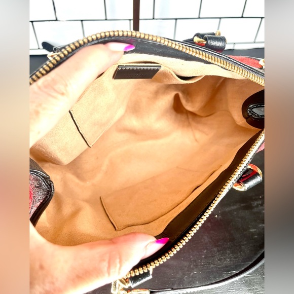 Gucci red suede small Ophidia top handle two way w/ Entrupy COA - Picture 8 of 8